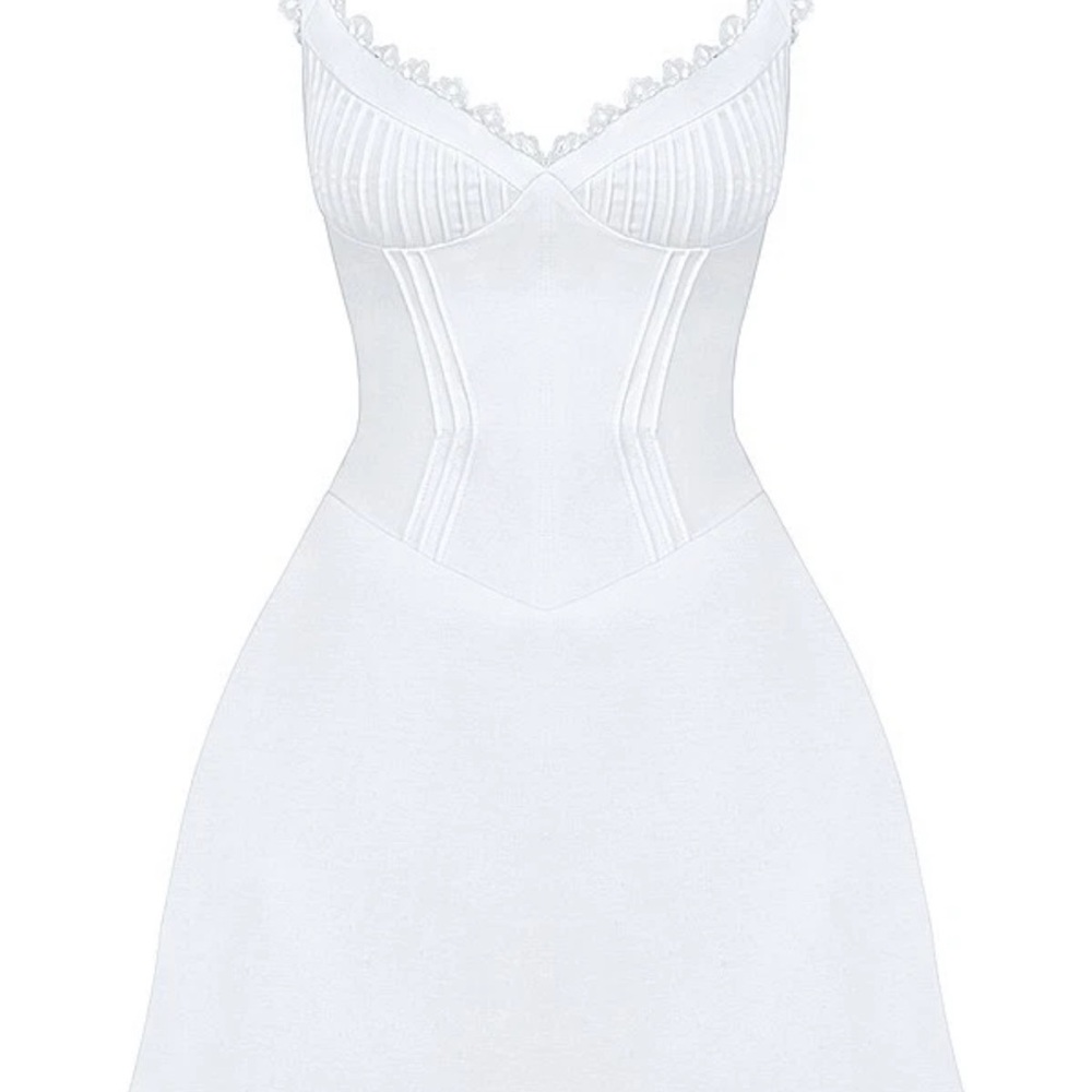 HOUSE OF CB 'Tilly' White Pin Tuck Mini Dress /Size XSmall (Plus) $239 - Picture 4 of 9